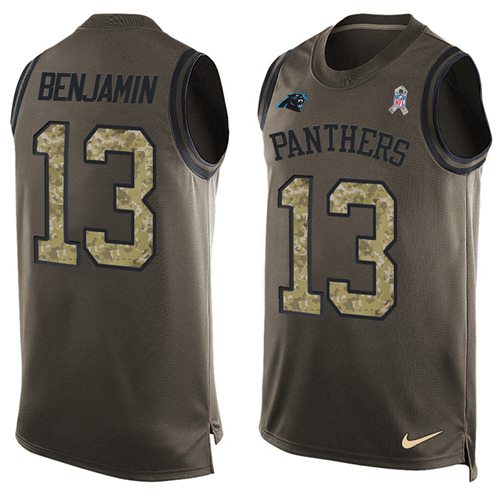 Nike Panthers #13 Kelvin Benjamin Green Men's Stitched NFL Limited Salute To Service Tank Top Jersey